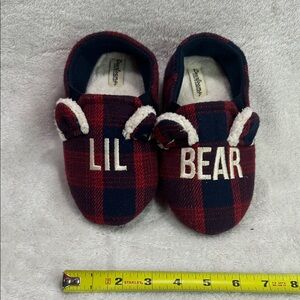 Dearfoams Kids Red and Black Plaid Slippers